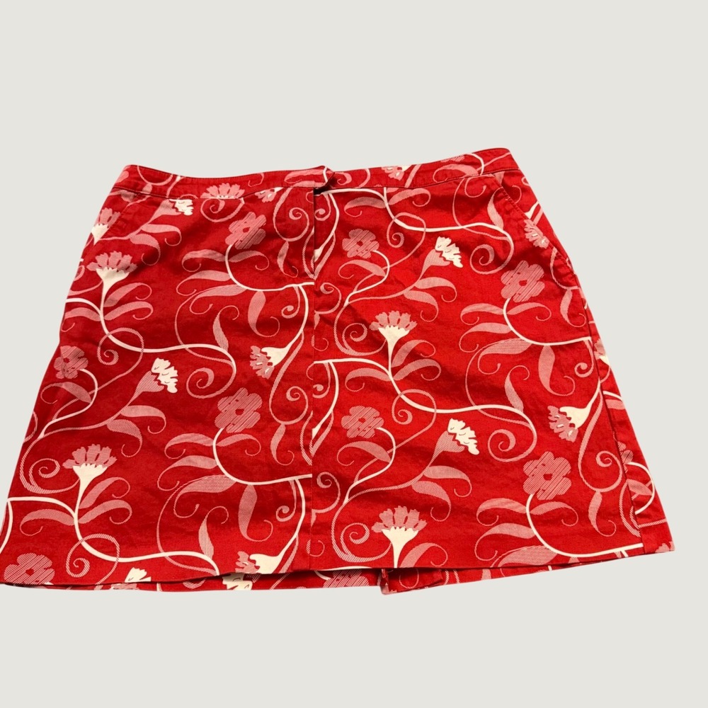 The North Face Skirt 14 Floral Outdoor Cotton Canvas A-Line Red Mini Skort